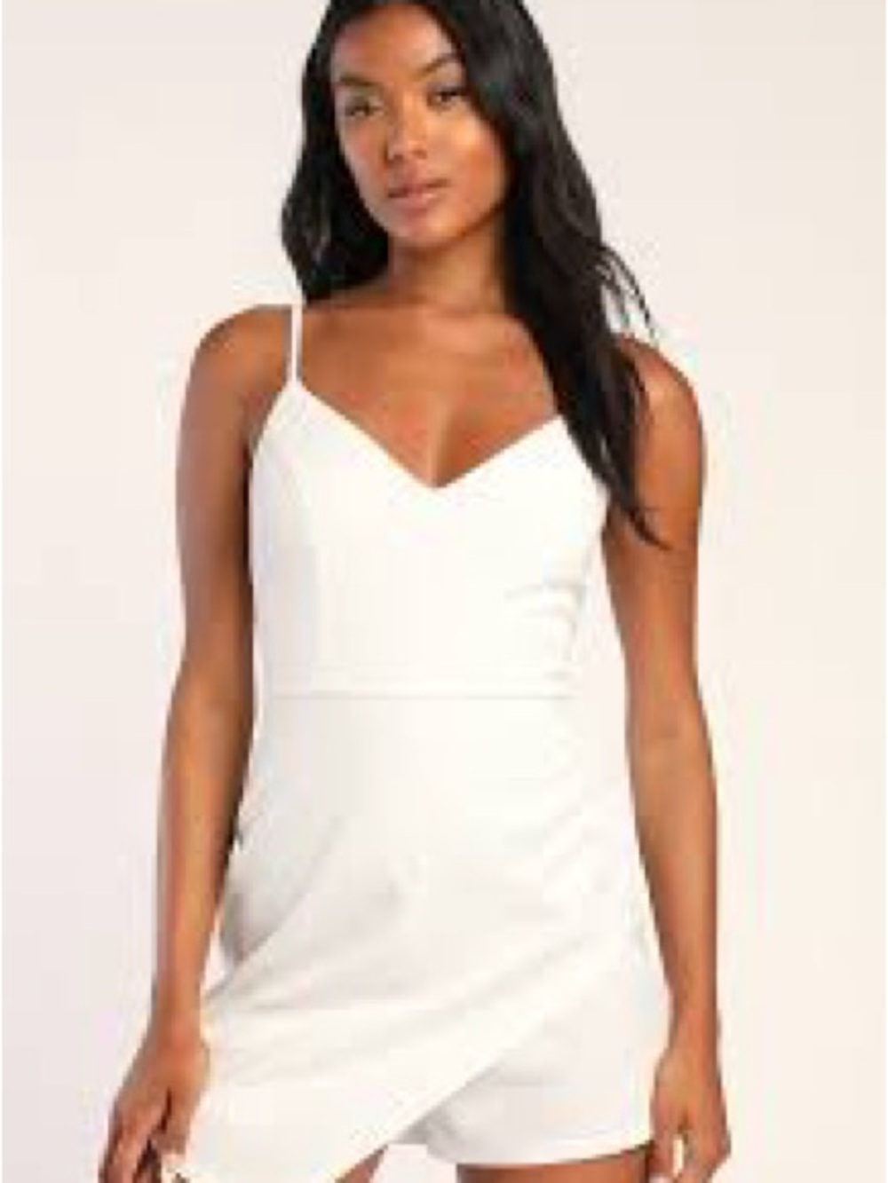 Lulu's White V-Neck Spaghetti Strap Mini Dress